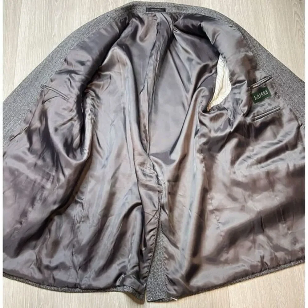 Lauren Ralph Lauren Sport‎ Coat Jacket Men 43 R Brown Tweed Wool Herringbone